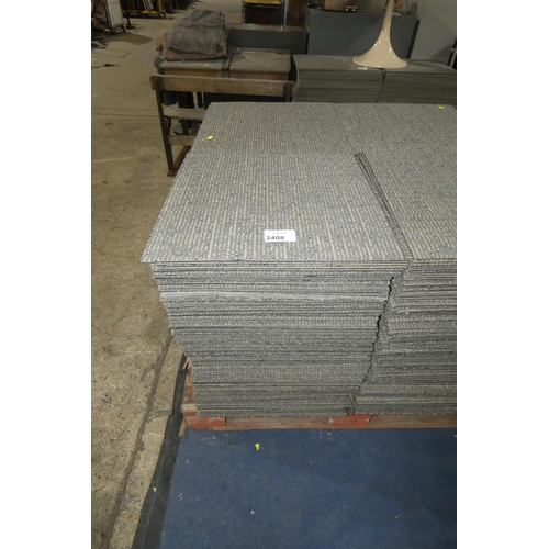 2408 - A quantity of approx 200 x patterned carpet tiles each measuring approx 50 x 50 centimeters (two sta... 