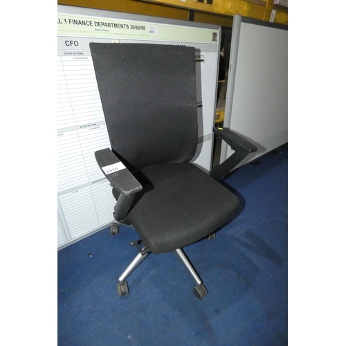 2425 - 1 x Logic black upholstered office swivel chair with mesh back