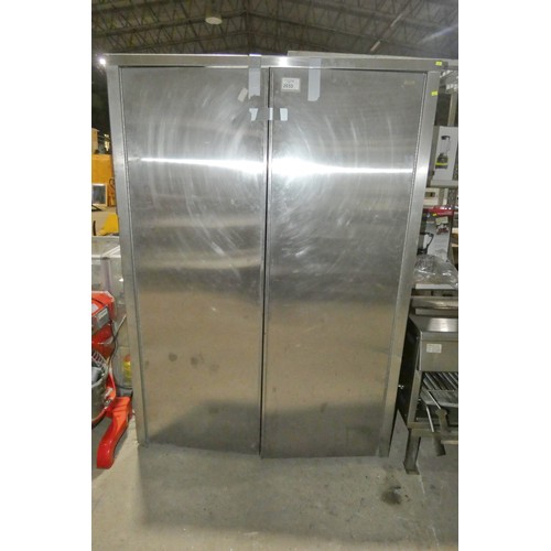 2033 - A tall commercial stainless steel catering type cupboard with 4 shelves approx 133x44x186cm (require... 