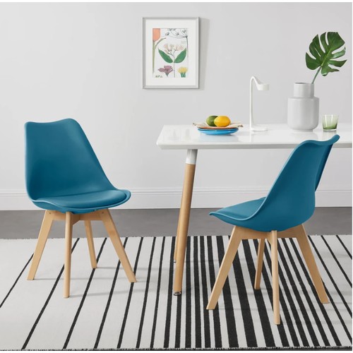 3026 - 2 x En Casa turquoise upholstered Tulip chairs - Boxed and requires assembly