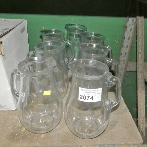 2074 - 7 x large glass water jugs