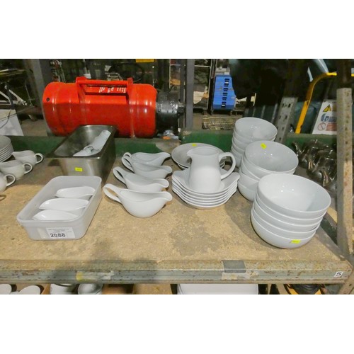 2088 - A quantity of various white crockery including gravy boats, bowls, veg plates etc