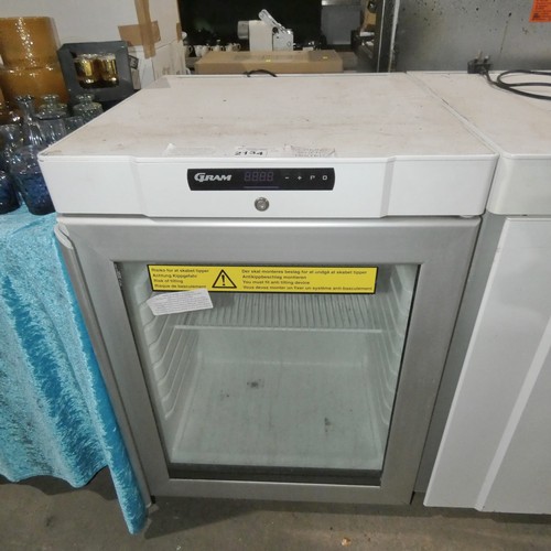 2134 - A commercial under counter display fridge by Gram type KG-210-LG - trade. Tested working