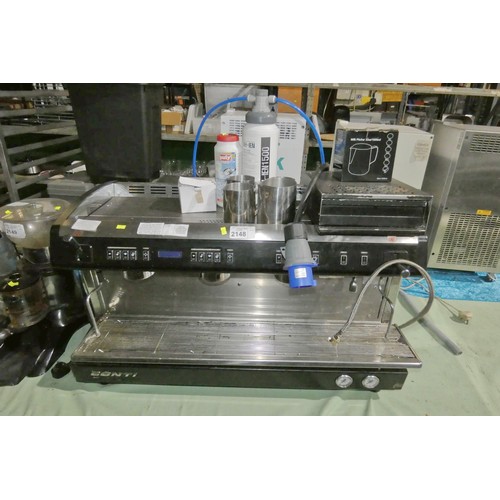 2148 - Withdrawn A large commercial stainless steel 3 group coffee machine by Conti type Xone, comes with c... 