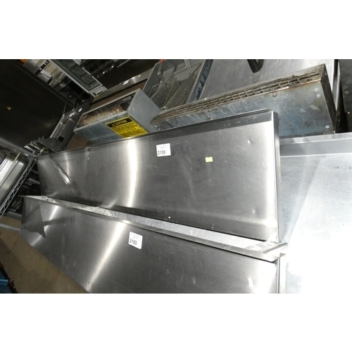 2159 - A commercial stainless steel catering type wall mounted shelf approx 180x30cm