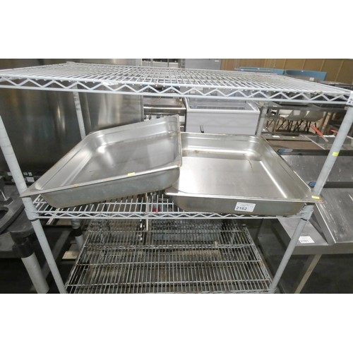 2162 - 2 x large stainless steel baking trays approx 54x66cm