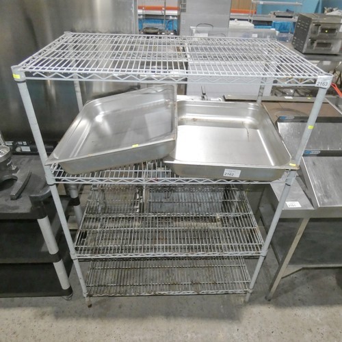 2163 - A catering type rack with 4 shelves approx 106x64x152cm