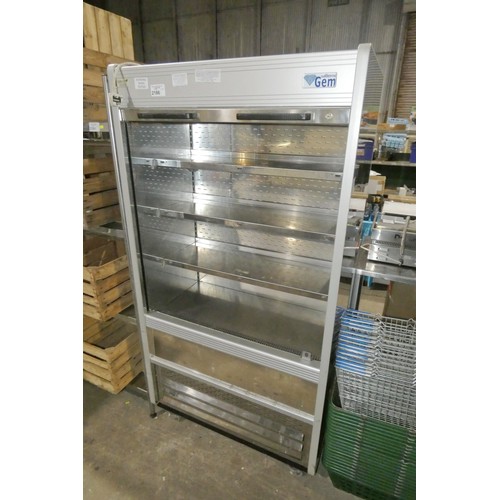 2186 - A commercial stainless steel open front refrigerated display cabinet with night shade by Williams ty... 