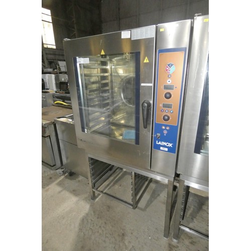 2193 - A large commercial stainless steel self cleaning Combi oven by Lainox type HME101S 2011 model remove... 