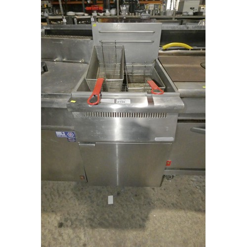 2196 - A commercial stainless steel twin basket deep fryer, no make or model visible - trade