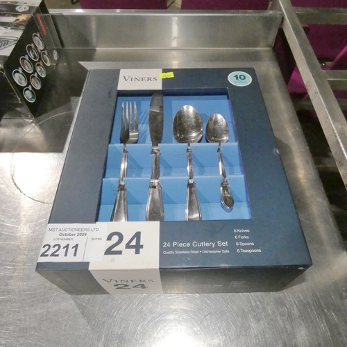 2211 - A 24 piece stainless steel cutlery set by Viners,  boxed