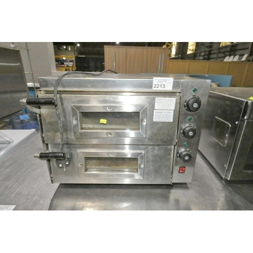 2213 - A commercial stainless steel counter top twin door pizza oven type EP2P