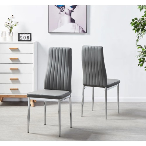 3023 - 2 x Monza grey velvet upholstered dining chairs - Boxed and requires assembly