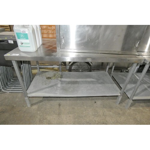 2230 - A commercial stainless steel catering type table with shelf beneath approx 152x77x85cm