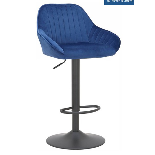 3029 - 1 x Lamboro blue velvet upholstered bar stool - Boxed and requires assembly