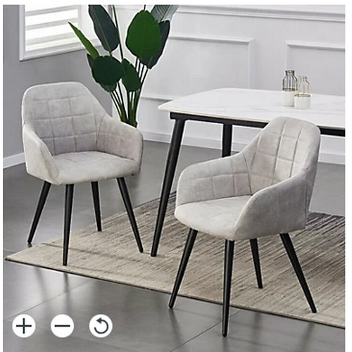 3030 - 2 x Adrian light grey upholstered dining chairs - Boxed and requires assembly