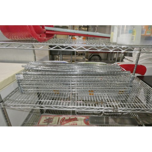 2276 - A catering type rack with 5 shelves and 7 legs, no black fixing clips