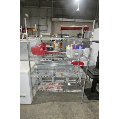 2278 - A catering type rack with 4 shelves approx 122x62x186cm