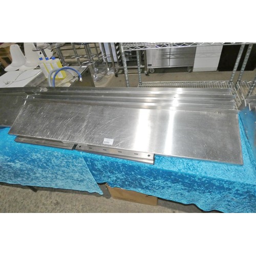 2285 - 4 x stainless steel wall shelves, 4 wall fixings, approx 155x30cm