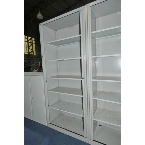 2322 - 1 x Bisley grey metal tambour front storage cabinet approx 100 x 47 x 223cm high. Please note that t... 