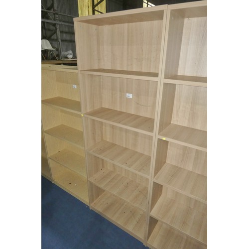 2327 - 1 x wood effect open front shelf unit approx 80 x 32 x 213cm high