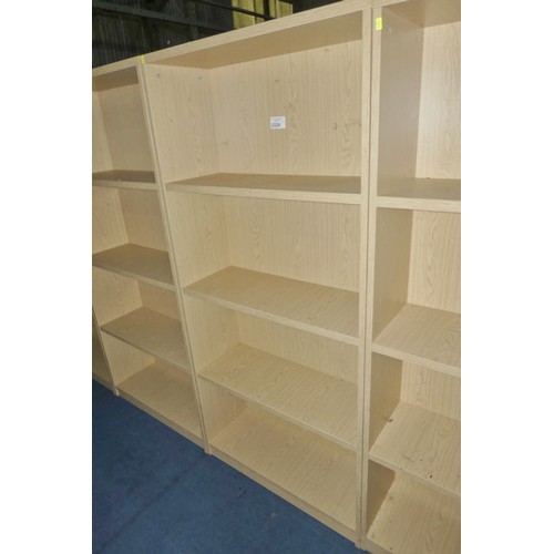 2329 - 1 x wood effect open front shelf unit approx 80 x 32 x 171cm high