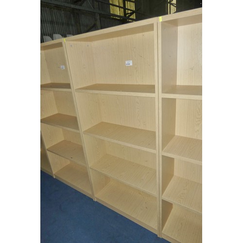 2330 - 1 x wood effect open front shelf unit approx 80 x 32 x 171cm high