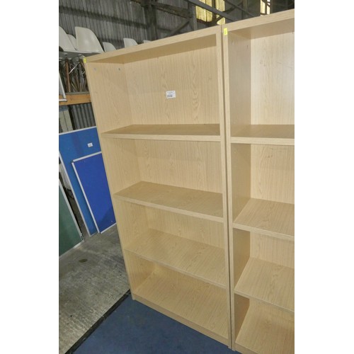 2332 - 1 x wood effect open front shelf unit approx 80 x 32 x 171cm high