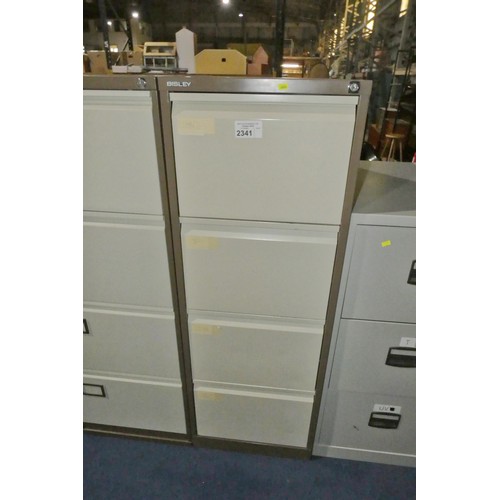 2341 - 1 x Bisley brown metal 4 drawer filing cabinet