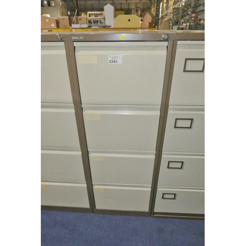 2343 - 1 x Bisley brown metal 4 drawer filing cabinet