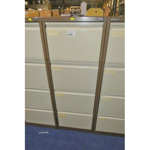 2344 - 1 x Bisley brown metal 4 drawer filing cabinet