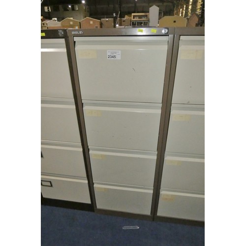 2345 - 1 x Bisley brown metal 4 drawer filing cabinet