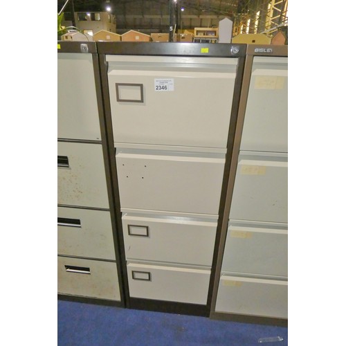 2346 - 1 x brown metal 4 drawer filing cabinet