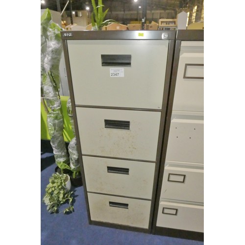 2347 - 1 x Staples brown metal 4 drawer filing cabinet