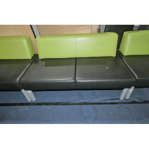 2376 - A two tone upholstered reception type sofa approx 135cm wide - black / green