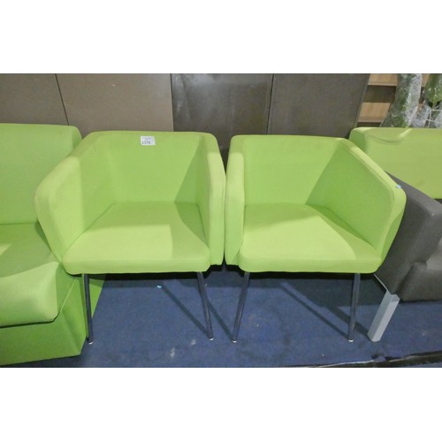 2379 - 2 x lime green reception type chairs