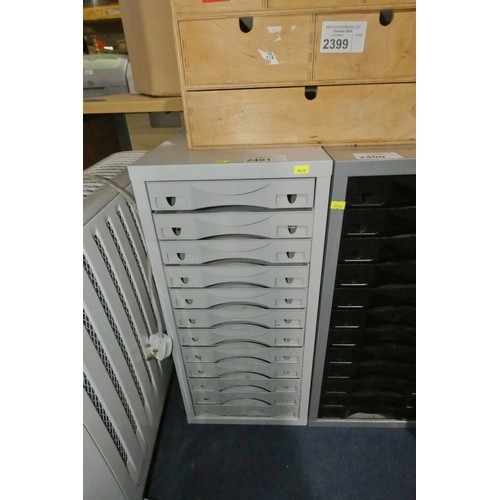 2401 - A 12 drawer index type cabinet approx 30 x 39 x 66cm high - Grey plastic drawers