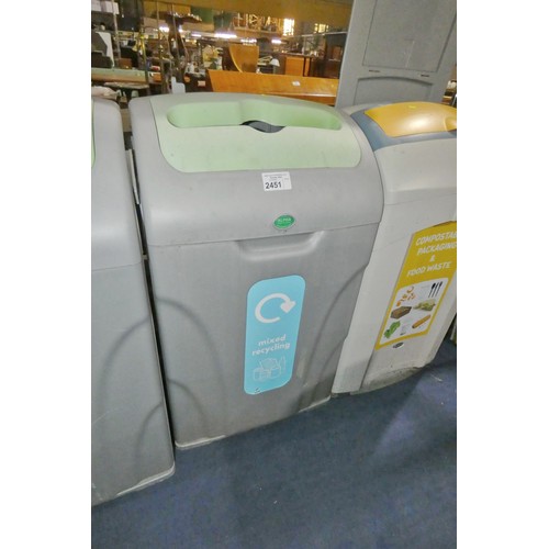 2451 - 1 x Alpha grey plastic recycling bin