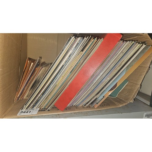 3441 - 2 boxes containing a quantity of various records, 2 boxes of dvds, a diamond tile cutter etc Please ... 