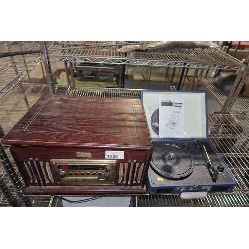 3355 - 1 x Vintage Collection MT-GA05 modern retro style record player / hi-fi unit 240v and 1 x Crosley CR... 