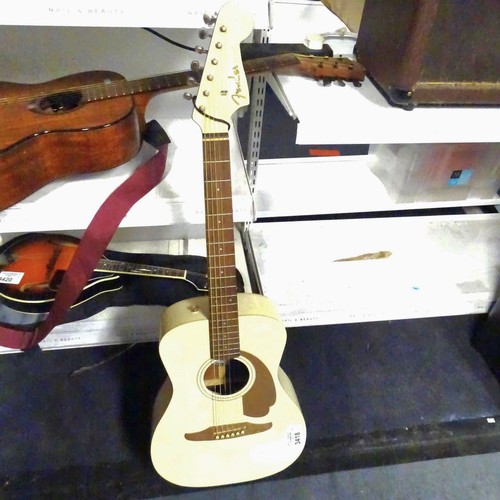 3418 - A cream electric acoustic guitar by Fender type Malibu, no case