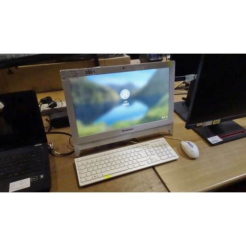 3501 - A Lenovo all in one pc with a celeron N3050 1.6ghz processor, 4gb ram, 500gb Hdd running Windows 10 ... 