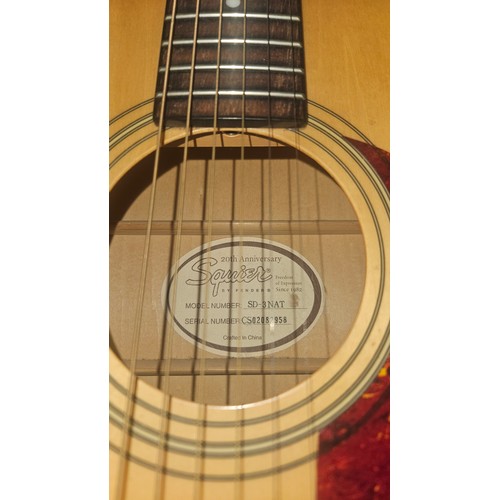 3468 - A 6 string acoustic guitar by Squire type 20th anniversary SD-3NAT, No case