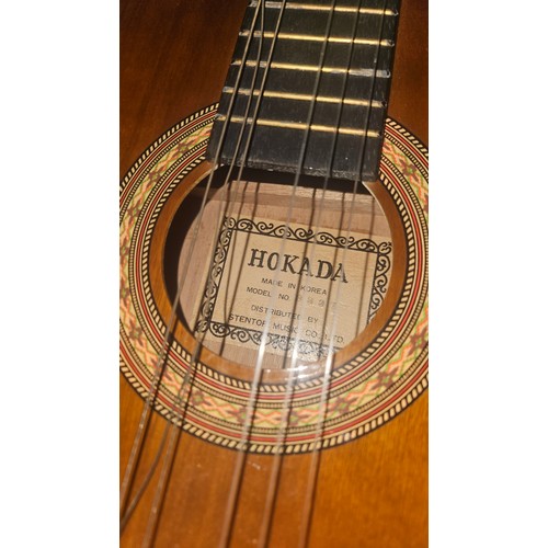 3410 - 3 x various acoustic guitars with soft carry cases, Hokada, Hi Spot & Lauren