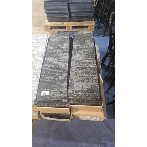 2316 - A quantity of IVC dark grey patterned carpet tiles each approx 100 x 25cm. Contents of half a pallet... 