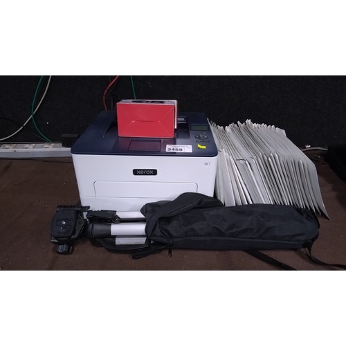 3488 - An office printer by Xerox, pc speakers, jiffy bags and a camera tripod - trade