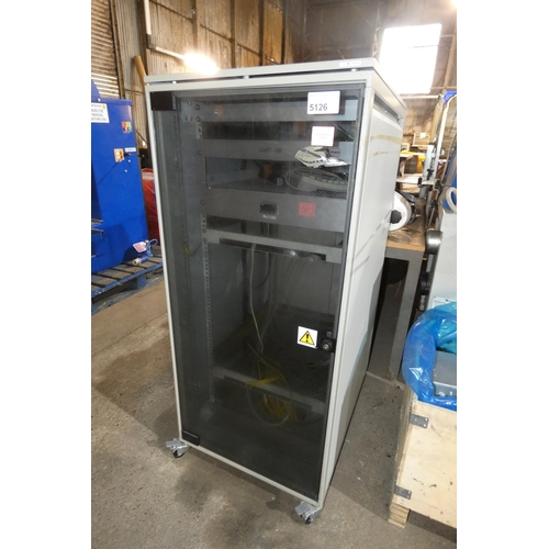 5126 - 1 x wheeled 19 inch rack mount cabinet overall approx 55 x 78 x 126cm high