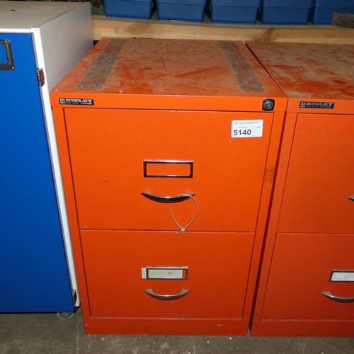 5140 - 1 x Bisley orange metal two drawer filing cabinet approx 47 x 62 x 72cm high