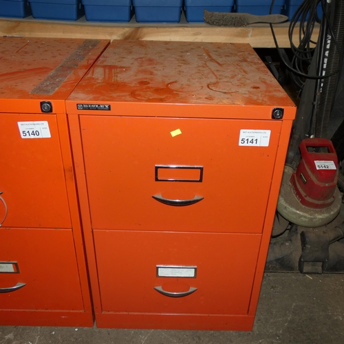 5141 - 1 x Bisley orange metal two drawer filing cabinet approx 47 x 62 x 72cm high