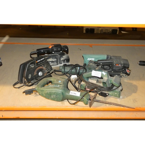 5196 - 6 x various power tools including a Bosch sander and a Bosch reciprocating saw - all items are 240v